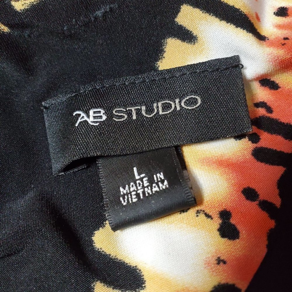 AB Studio Black Multi-Color Tie Dye Scoop Neck Sleeveless Maxi Dress Size Large - Picture 8 of 10